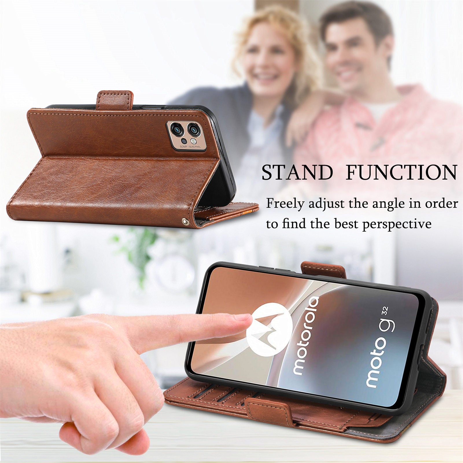 CASENEO 002 Series RFID Blocking Phone Case for Motorola Moto G32 4G Business Splicing Style PU Leather TPU Wallet Stand Anti-drop Phone Cover CASENEO 002 Series RFID Blocking Phone Case for Motorola Moto G32 4G Business Splicing Style PU Leather TPU Wallet Stand Anti-drop Phone Cover